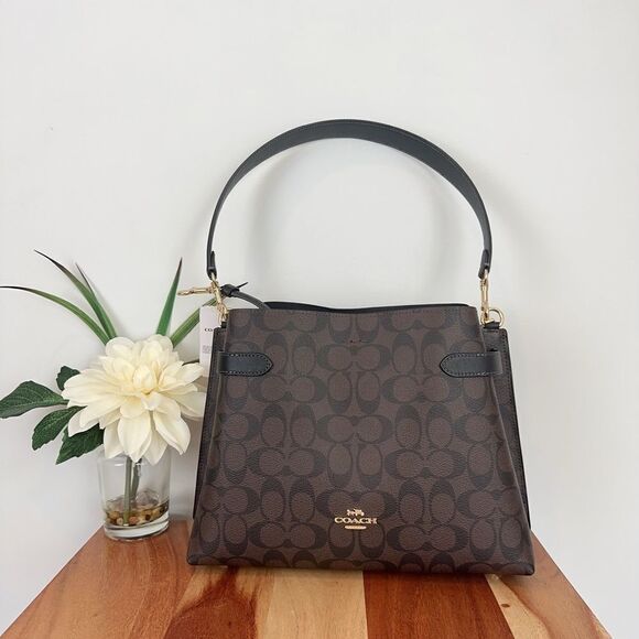 NWT Coach Hanna Shoulder Bag In Signature‎ Canvas - Picture 2 of 8